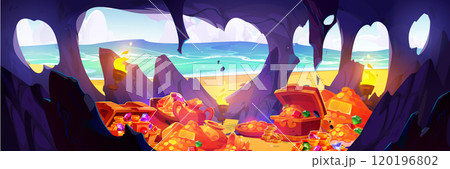 Pirate treasure cave on sea island 120196802