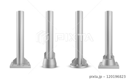3d metal pillar. Iron steel pole stand vector 120196823