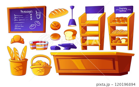 Bakery shop interior design set Bakery shop interior design set 120196894