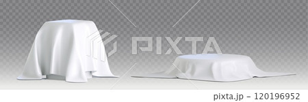 Silk white cloth cover on podium. Box with fabric Silk white cloth cover on podium. Box with fabric 120196952