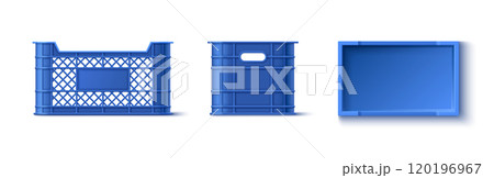 Blue plastic crate box for storage. Blue plastic crate box for storage. 120196967