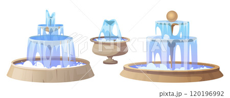 Round fountains set isolated on white background 120196992