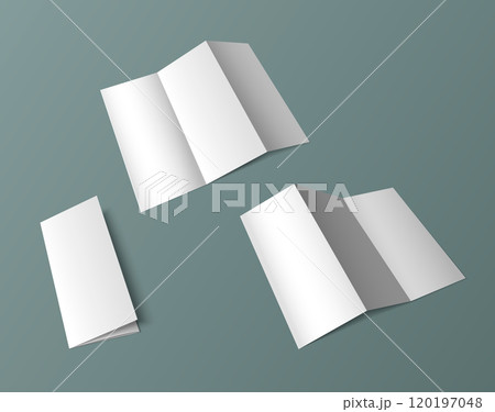 Fold leaflet mockup. Blank trifold paper template Fold leaflet mockup. Blank trifold paper template 120197048