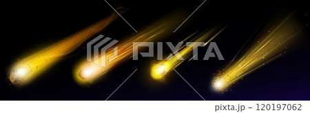 Comet or asteroid fire light trail in space vector Comet or asteroid fire light trail in space vector 120197062