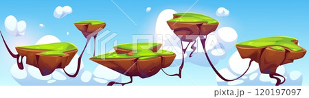Arcade game level landscape with island platform Arcade game level landscape with island platform 120197097