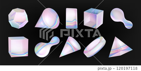 3d y2k hologram shape. Abstract liquid figure 120197118