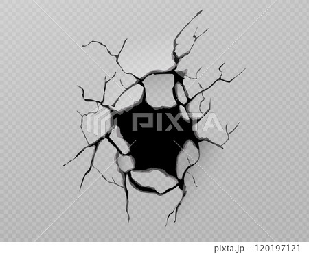 Broken concrete wall with hole, crack floor effect Broken concrete wall with hole, crack floor effect 120197121