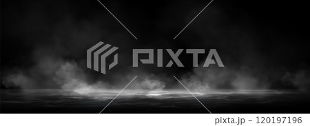 Smoke clouds above black water surface Smoke clouds above black water surface 120197196