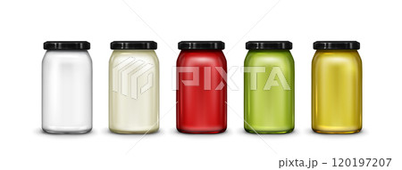 Blank colorful bottle mockup for sauce 120197207