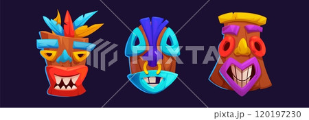 Hawaiian totem tiki mask. Hawaiian totem tiki mask. 120197230