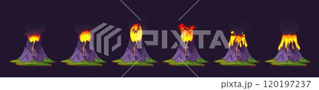 Volcano eruption animation set Volcano eruption animation set 120197237