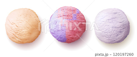 Ice cream scoop ball top view. Ice cream scoop ball top view. 120197260