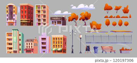 Autumn city street constructor set 120197306