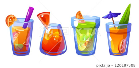Fruit cocktails set isolated on white background Fruit cocktails set isolated on white background 120197309