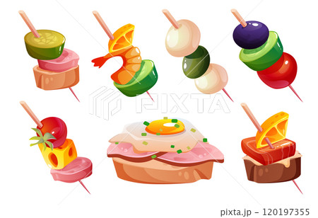 Finger food for buffet menu - canape appetizer Finger food for buffet menu - canape appetizer 120197355