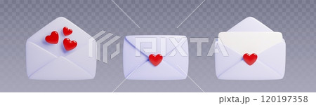 3d love letter set for St Valentine day. 3d love letter set for St Valentine day. 120197358