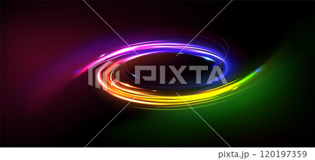 Abstract neon light swirls 120197359
