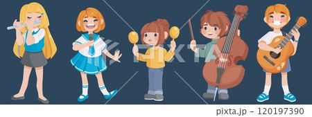 Children playing musical instruments set Children playing musical instruments set 120197390