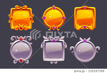 Medieval gold and silver game frames set Medieval gold and silver game frames set 120197399