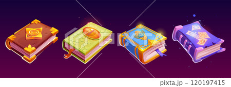 Magic spell books set isolated on background Magic spell books set isolated on background 120197415