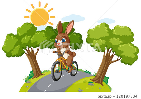 Rabbit Riding a Bicycle in Nature 120197534