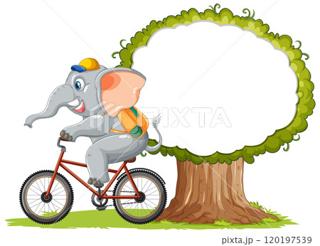 Elephant Riding Bicycle by a Tree Elephant Riding Bicycle by a Tree 120197539