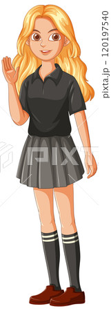 Smiling Student Waving Hello 120197540