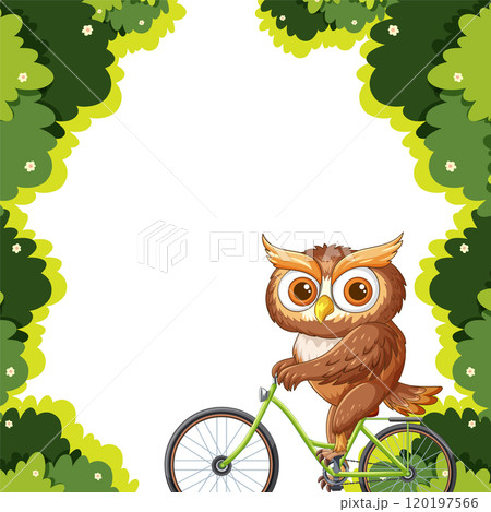 Owl Riding a Bicycle in Nature 120197566