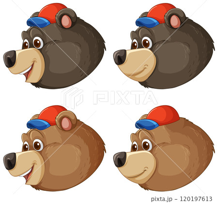 Cartoon Bears with Colorful Caps 120197613