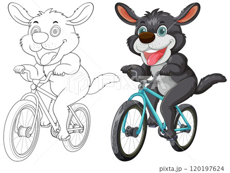 Happy Dog Riding a Bicycle Happy Dog Riding a Bicycle 120197624
