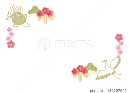 松竹梅に鶴亀 メッセージカードのイラスト 120197643