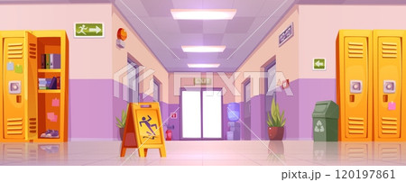 Empty school corridor cartoon vector 120197861