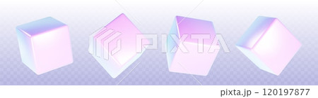 Cube geometric shape with hologram effect. Cube geometric shape with hologram effect. 120197877