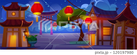 Chinese village or town with traditional houses 120197980