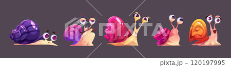 Cute snail characters set 120197995