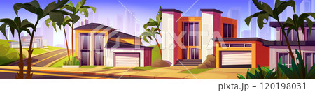 Suburban landscape with modern mansion 120198031