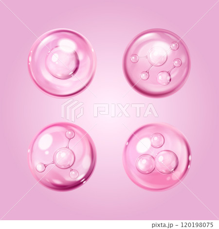 Serum drops set with molecule structure 120198075