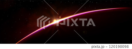 Bright sunlight on dark planet horizon Bright sunlight on dark planet horizon 120198098