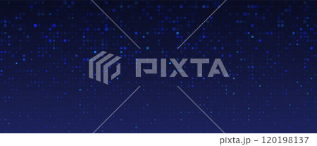 Dark background with blue pixel pattern. 120198137