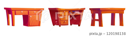 Office desks set isolated on white background 120198138