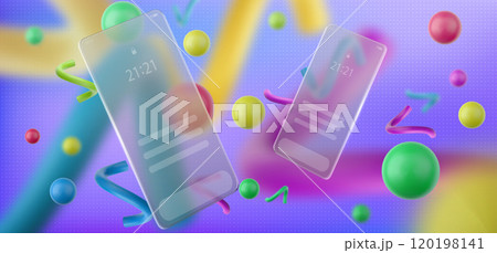 Background with mobile phone screen blur glass 120198141