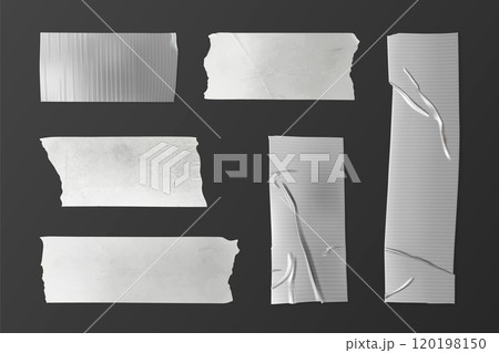 Silver adhesive tape pieces with texture. Silver adhesive tape pieces with texture. 120198150