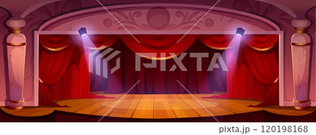 Empty theater stage with red curtains 120198168