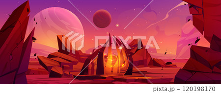 Magic portal on red alien planet 120198170