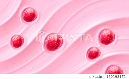 Strawberry yogurt surface top view 120198171