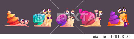 Snail cartoon character set 120198180