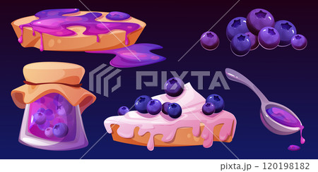 Blueberry pie set isolated on background 120198182