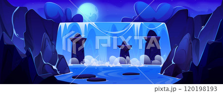 Night waterfall scenery 120198193