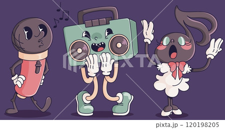 Retro 90s music disco dj character cartoon vector Retro 90s music disco dj character cartoon vector 120198205