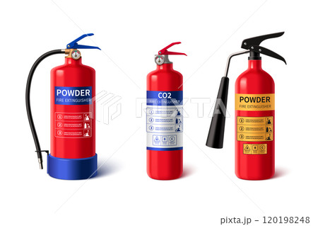 Realistic red fire extinguisher with sprayer 120198248